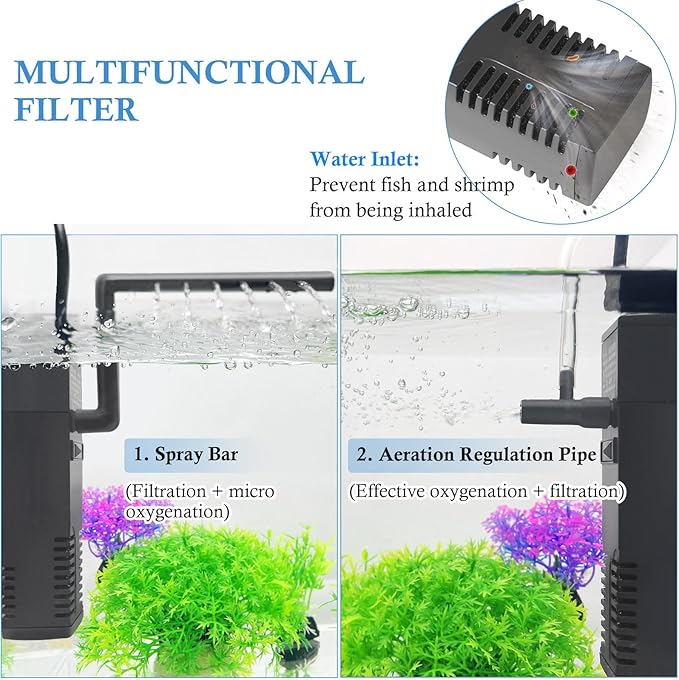 FEDOUR Submersible Aquarium Internal Filter, Filter with Water Pump for Fish Tank up to 35 Gallon (for 1-10 Gallon)-PurrikoPets