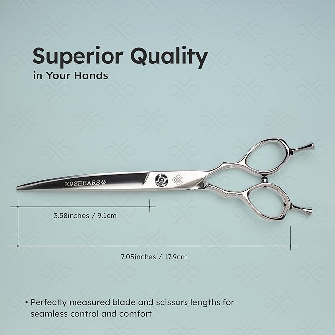 7" Curved Dog Grooming Scissors – Handcrafted, Ergonomic, VG10 Stainless Steel for Sharper, Tougher, Better Edge Retention, Lightweight Shears for Trimming Face and Paws.-PurrikoPets
