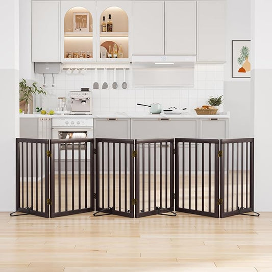 Freestanding Pet Gate 55-110" Extre Wide, Foldable Dog Gate for The Doorways House, Pet Gates for Dogs, Doogie Puppy Fence Gate-PurrikoPets