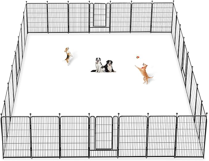 Dog Playpen 40 inch 30 Panels Indoor Outdoor Dog Pen for Large/Medium/Small Dogs Heavy Duty Metal Dog Fence Outdoor for Yard, Puppy Playpen with Door Portable Pet Fence for RV Camping Yard-PurrikoPets