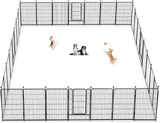 Dog Playpen 40 inch 30 Panels Indoor Outdoor Dog Pen for Large/Medium/Small Dogs Heavy Duty Metal Dog Fence Outdoor for Yard, Puppy Playpen with Door Portable Pet Fence for RV Camping Yard-PurrikoPets