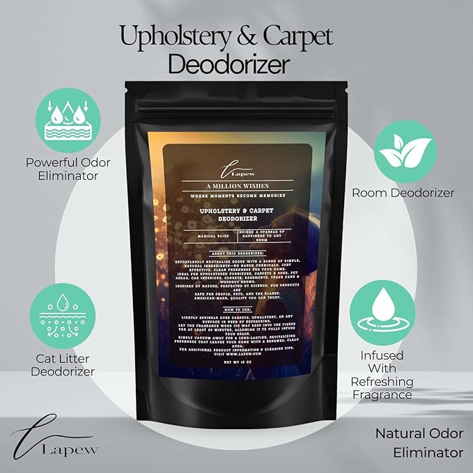 A Million Wishes Carpet Freshener Powder: Powerful Odor Eliminator for Home, Upholstery Deodorizer, Carpet Deodorizer, Pet Urine, Cat Litter Box - A Million Wishes Fragrance.-PurrikoPets