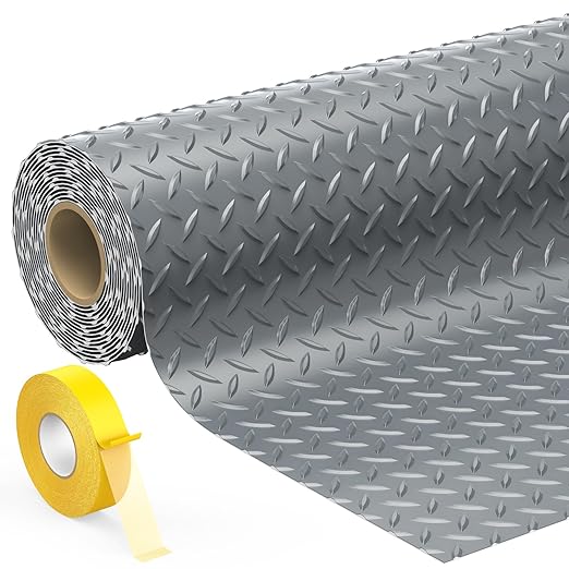 7.8 x 20 FT Garage Floor Mat, 2.8mm Thickness Diamond Plate Vinyl Garage Flooring Roll for Under Car, Large Size 156 SQFT for Large SUVs, MPV, Pickup Truck-PurrikoPets