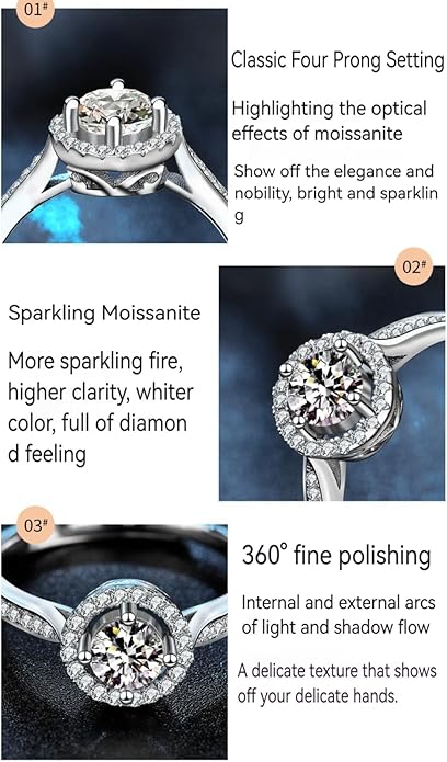 1CT/2CT Queen series moissanite ring, 952 silver, D-color VVS1-2,open rings,adjustable rings for women，Diamond ring substitute, ring for women.