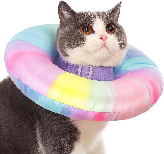 EWES Cat Cone Collar Soft S Size,Alternative Neck Cones to Stop Licking,Comfy Elizabethan Collars After Surgery Neuter,Donut Collar for Pet Cat Dog Kitten e Collar Recovery Shame-PurrikoPets
