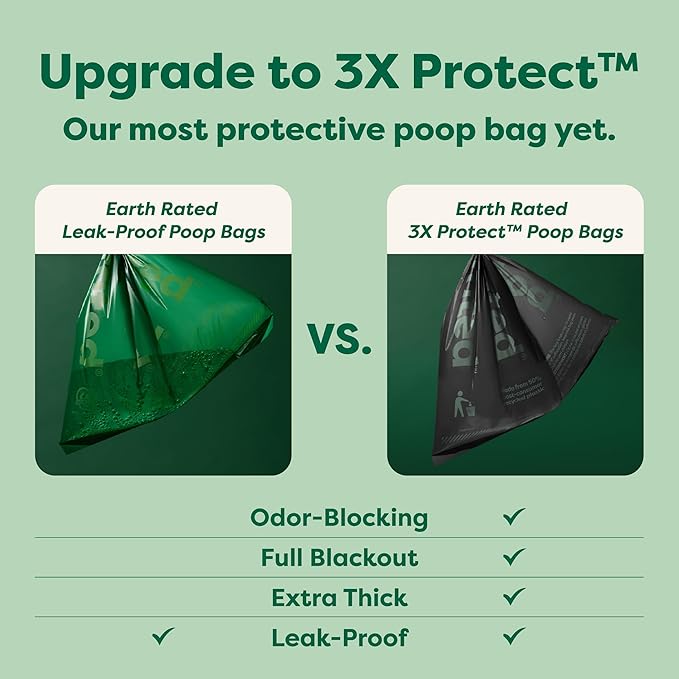 Earth Rated Odor-Blocking Poop Bags for Dogs with 3X Protect, Guaranteed to Block Smells & Leak-Proof Performance, Conceals Smell & Mess, Unscented, 108 Count-PurrikoPets