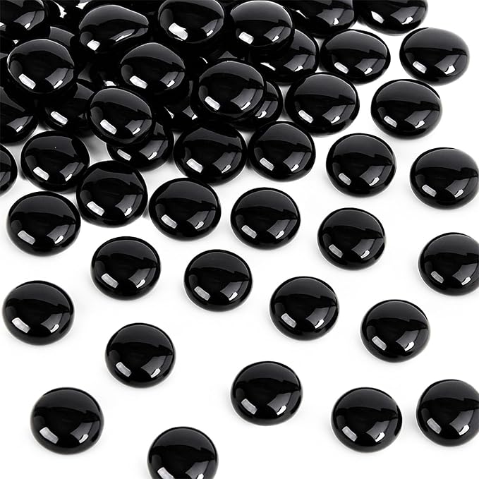 FUTUREPLUSX 1LB Black Flat Glass Marbles, Glass Pebbles Vase Filler, Dark Beads Fishbowl Decorative Gem for Table Scatter Home Decor-PurrikoPets