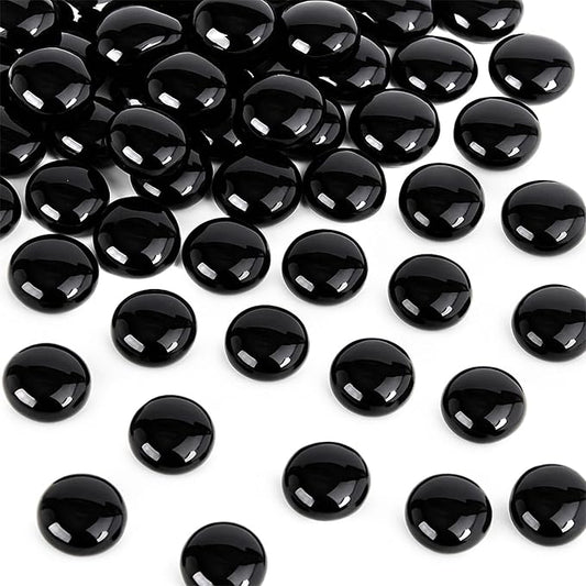 FUTUREPLUSX 1LB Black Flat Glass Marbles, Glass Pebbles Vase Filler, Dark Beads Fishbowl Decorative Gem for Table Scatter Home Decor-PurrikoPets