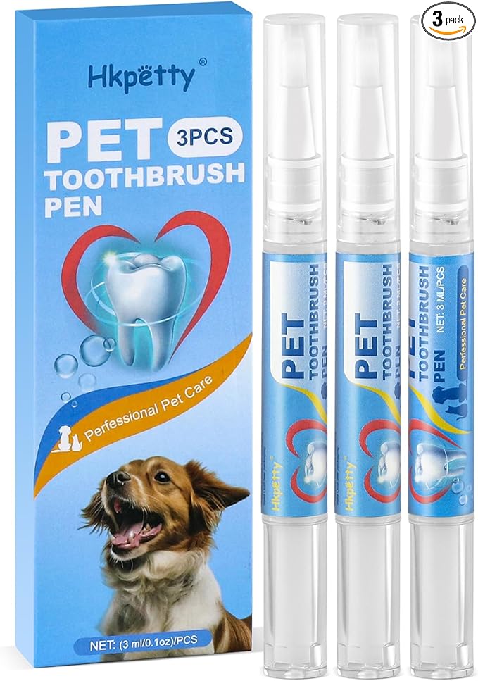 3PCS Pet Toothbrush Pen,Teeth Brightening Pen for Dog-Pet Dog/Cat Teeth Cleaning Pen for Dental Care,Dogs Cats Natural Plants Tartar Remover Tool-PurrikoPets