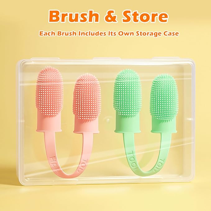 Dog Toothbrush, Dogs Tooth Brushing Kit, Cat Tooth Brush for Small to Large Dogs & Puppies, 2Pack Double Finger Toothbrush for Dog Teeth 360 Cleaning & Dental Care-PurrikoPets