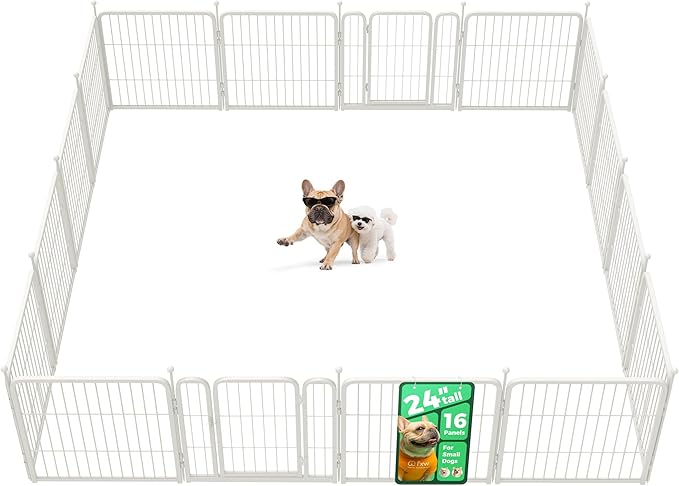 FXW Rollick Unleashed Dog Playpen for Indoor, Yard, RV Camping, 24 inch 16 Panels for Small and Puppy Dogs, White│Patented-PurrikoPets