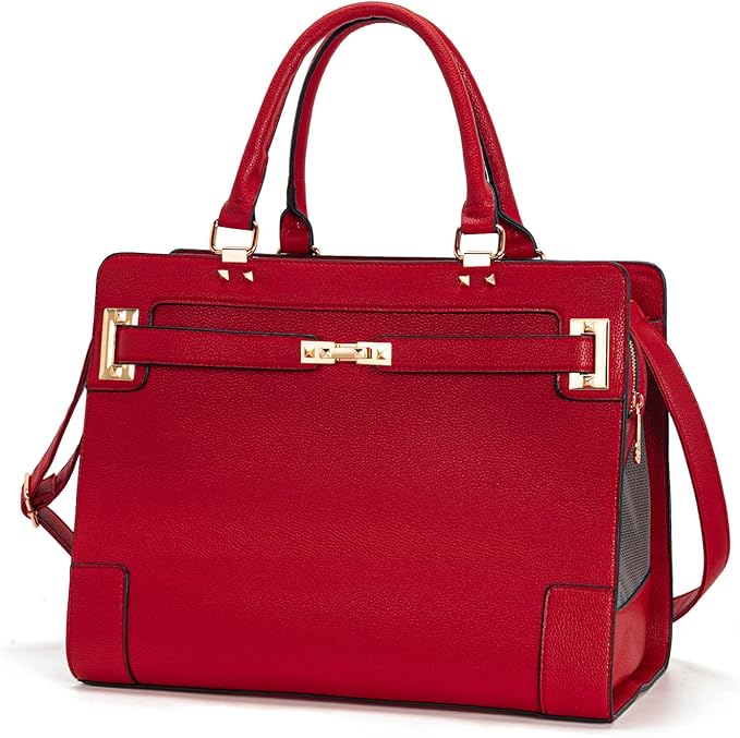 Fashion Pet Carrier Dog Cat Carrier Purse Soft-Sided Leather Handbag Pet Tote Bag for Small Dogs Puppy and Cats TSA Airline Approved (Red)-PurrikoPets