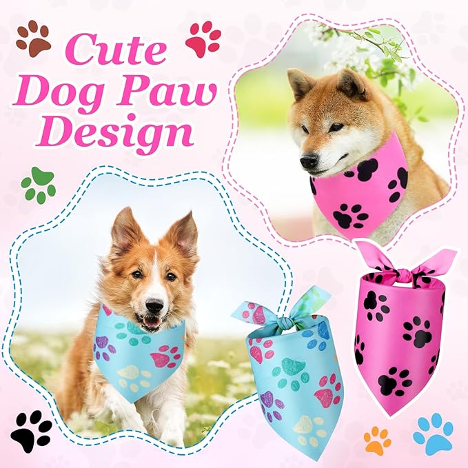 Abbylike 200 Pcs Paw Print Dog Bandanas Bulk Soft Triangle Scarves for Pets Party Costume Doggie Walking Photo Props Bibs for Pets Shops Grooming Groomers Adoption Events Halloween Party Gifts-PurrikoPets