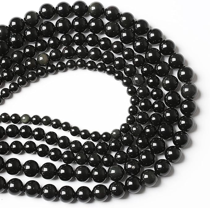 45PCS 8mm AAA Natural Black Obsidian Stone Beads Gemstone Round Loose Beads for Jewelry Making DIY Bracelet Necklace 15" Inch