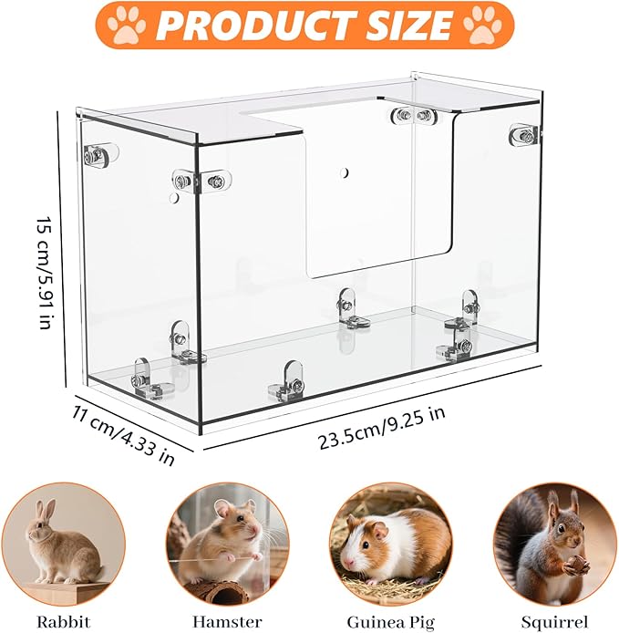 Acrylic Rabbit Hay Feeder with Lid, Transparent Hanging Food Dispenser Hay Feeder for Bunny Rabbits Guinea Pig Cage Chinchillas Hamsters Small Pets and Animals（Small-PurrikoPets