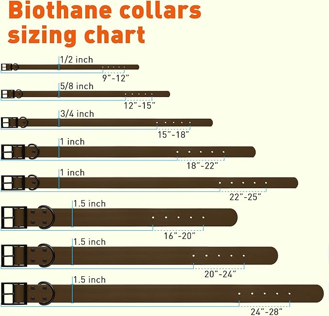 Dogline Biothane Waterproof Dog Collar Strong Coated Nylon Webbing with Black Hardware Odor- Proof for Easy Care Easy to Clean High Performance Fits Small Medium or Large Dogs, Dark Chocolate Brown-PurrikoPets