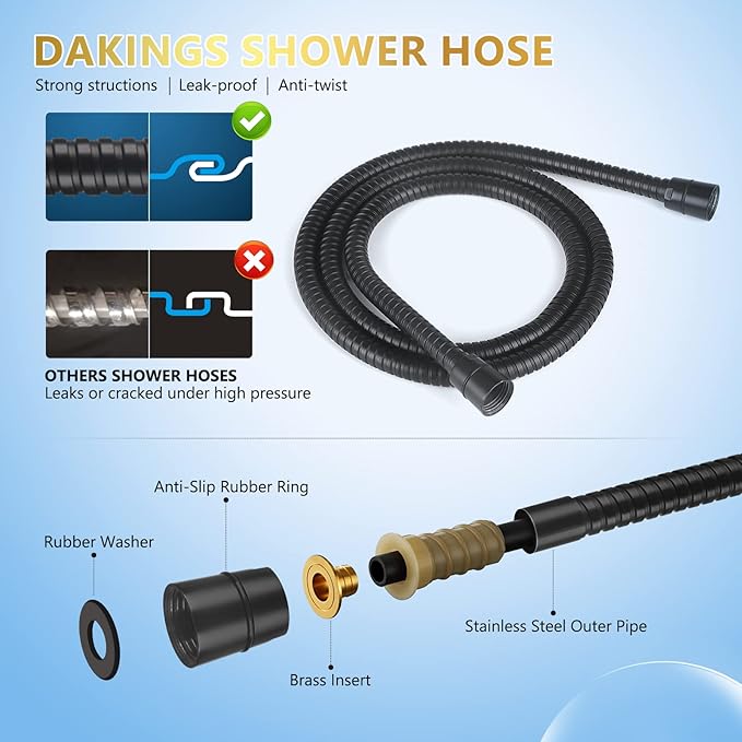 6 Spray Modes High Pressure Handheld Showerhead Set Upgraded 5 Inches Shower Head with Handheld Spray Premium Black Handheld Shower Head 60 Inches Stainless Steel Hose-1-Min Install-PurrikoPets
