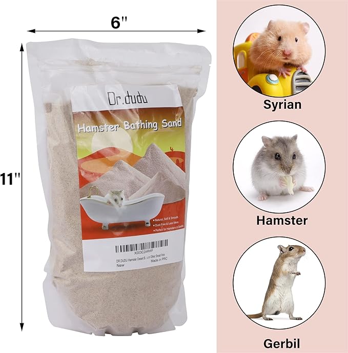 DR.DUDU Hamster Bath Sand, 6.6lb Dust Free Desert Sand or Potty Litter Sand for Hamster Chinchillas Gerbil Syrian Mice Small Animals (Beige)-PurrikoPets