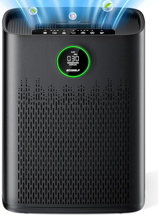 Air Purifiers for Home Large Room, Cover Up to 2400 Ft² with True HEPA Filter, Smart Mode, PM2.5 Air Quality Display, 22dB Sleep Mode, Aromatherapy with 2X-Purification & 360°Air Outlet, HAP603, Black-PurrikoPets