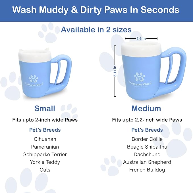 Dog Paw Cleaner for Small & Medium Dogs – Portable Paw Washer Cup with Soft Silicone Brush, Towel & Moisturizing Balm – Gently Cleans Muddy Paws After Walks (Blue, Medium)-PurrikoPets