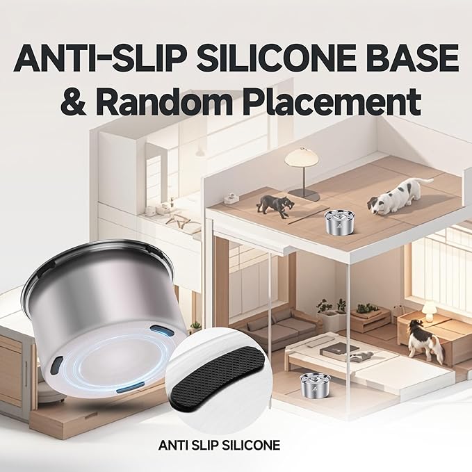 Dog Water Bowl No Spill, 5.6L/1.5 Gallon No Drip Slow Drinking Dog Water Bowl Dispenser Spill Proof, Large Stainless Steel Slobber Stopper for Messy Drinkers, Small Medium & Large Dogs-PurrikoPets