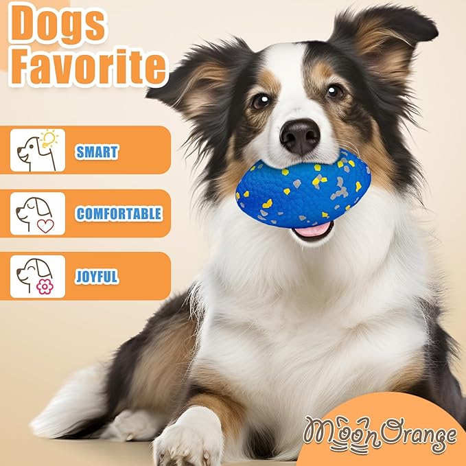 4.72" Indestructible Large Rugby Balls for Aggressive Chewers Durable Olive Bouncy Interactive Football Toy for Dogs Fetch Game Lightweight Floating Outdoor Training, Blue-PurrikoPets