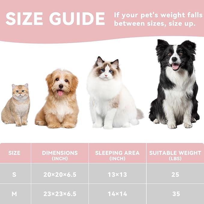 23in Round Cat Dog Bed for Large Medium Small Dogs Cats, Machine Washable Sleeping Sofa, Non-Slip Bottom Breathable Soft Calming Pet Cuddler for Indoor/Outdoor/Car/Cage, Brown-PurrikoPets