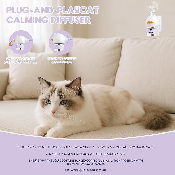 80S Cat Calming Diffuser Kit – Cat Pheromones Calming Liquid, Cat Pheromones Diffuser, 30 Days Continuous Stress & Anxiety Relief, Perfect for Multi-Cat Households, Fits All Common Diffuser Plug in-PurrikoPets