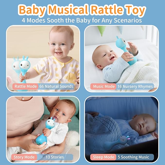 alilo Yoyo Talking Bunny Baby Singing Musical Rattle, Mimicking Toys Repeats What You Say, Preloaded 90+ Audio Content, ABC/Number/Notes Learning Toys for Toddlers Infant Newborn Boy Girl Gifts-PurrikoPets