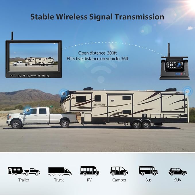 2 Magnetic Solar Wireless Backup Camera HD 1080P 9" DVR Monitor, Solar Rechargeable RV Backup Cameras Wireless System for Hitching Gooseneck Horse Trailer Fifth Wheels RVs Trucks BL902-PurrikoPets