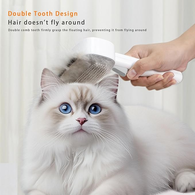 2-in-1 Dog & Cat Grooming Brush – Adjustable Deshedding Comb & One-Touch Clean | Skin-Safe Rake for Mats, Tangles, Shedding | Long/Short Hair Pets-PurrikoPets