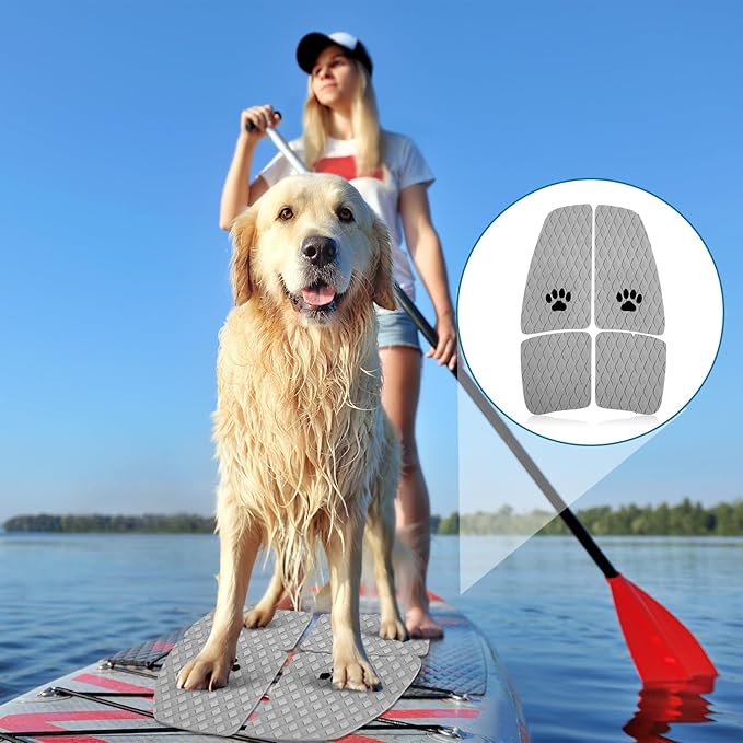 Dog Traction Pad Dog Paddle Board Kayak Accessories 21.2 x 15.3 Inch Non Slip Deck Grip Mat Surfboard Traction Good Grip EVA Foams for SUP Skimboard Paddleboard Surfboard-PurrikoPets
