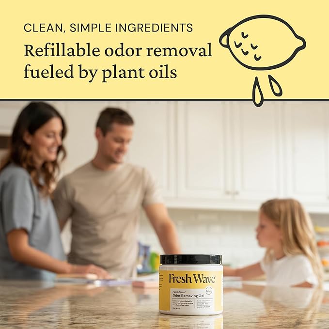 Fresh Wave Lemon Odor Removing Gel, 15 oz., Pack of 2 - Safer Odor Absorbers for Home, Natural Plant-Based Odor Eliminator, Every 15 oz. lasts 30-60 Days, For Cooking, Trash & Pets-PurrikoPets
