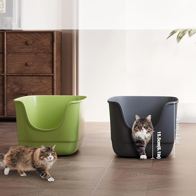 Gefryco Jumbo Cat Litter Box with High Sides, Extra Large for Muti Cats Open Big Cat Litter Box Anti-Splashing, High Wall Litter Tray for Indoor Medium and Large Cats(2Pack)-PurrikoPets
