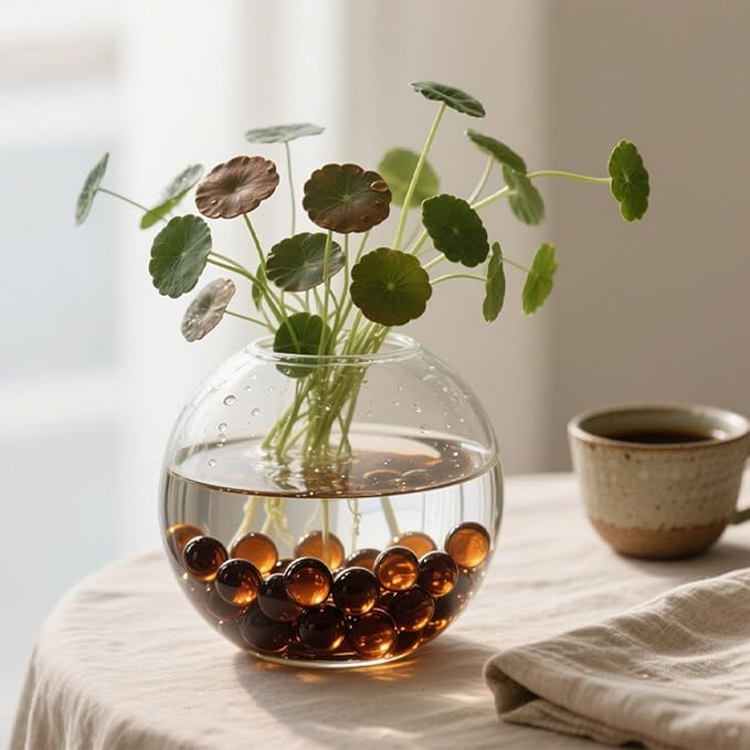 2.16LB Glass Beads Vase Filler Aquarium Gravel Decor Flat Glass Marbles Gems Pebbles Fish Tank Rocks Home Decorative Art Craft - Amber-PurrikoPets