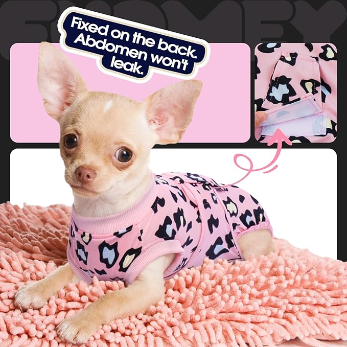 FUAMEY Recovery Suit for Dogs After Surgery,Soft Breathable Dog Bodysuit E-Collar & Cone Alternative Surgical Suit,Male Female Dog Neuter Spay Suits Anti Licking Wounds Onesie Pink Leopard XL-PurrikoPets