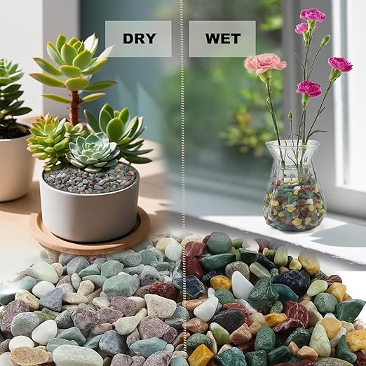 45LB Succulents Rocks for Plants Cactus Gravel Pebbles for Fish Tank 1/2 Inch Natural River Rocks for Vase, Aquarium, Landscaping,Bonsai,Terrarium Pebbles, Mixed Color-PurrikoPets