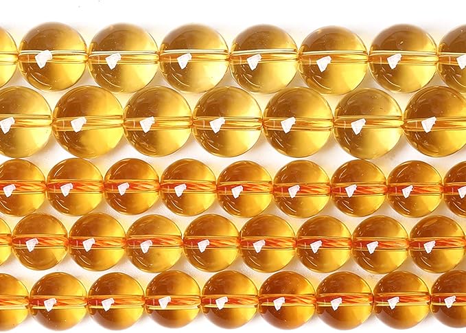 10MM 38PCS Natural Crystal Stone Clean Citrine 3A Grade Loose Beads for Jewelry Making DIY Bracelet