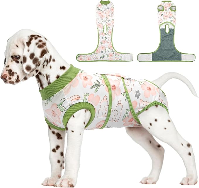 FUAMEY Dog Recovery Suit Male,Dogs Surgery Neuter Suits Puppy Spay Shirts for Female Protect Dog's Skin Anti Licking Abdominal Wounds Doggie Onesie Pet Bodysuit Alternative to Cone Rabbit Flower S-PurrikoPets