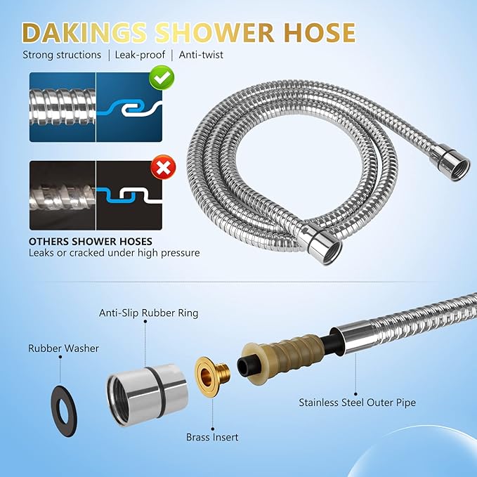 6 Spray Modes High Pressure Handheld Showerhead Set Upgraded 5 Inches Shower Head with Handheld Spray Premium Chrome Handheld Shower Head 60 Inches Stainless Steel Hose-1-Min Install-PurrikoPets