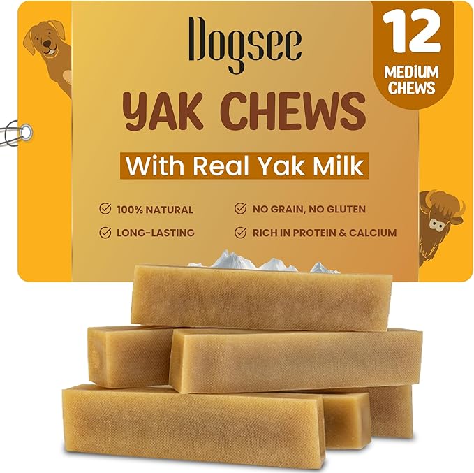 Dogsee Original Himalayan Yak Chews for Dogs 2lb (Medium - 12 Bars) | 100% Natural | Dog Treats Healthy | No Grain, No Gluten | Teeth Cleaning-PurrikoPets