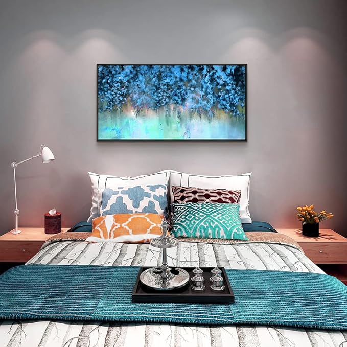 Framed Abstract Canvas Wall Decor For Living Room Wall Decorations For Bedroom Modern Office Wall Decorations Blue Fashion Pictures Artwork Bathroom Canvas Art Prints Kitchen Home Decor 20" X 40"-PurrikoPets