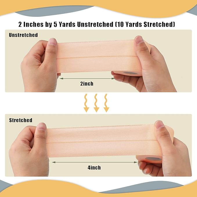 4 Rolls Elastic Tape Adhesive Elastic Tape Self Adhesive Bandage Wrap Flexible Stretch Bandages for Sports Ankle, Knee and Wrist Sprains Animal Pets, 2 Inch x 5 Yard-PurrikoPets