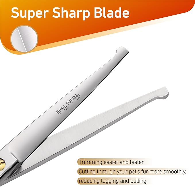 Fenice Peak 6'' Small Straight Scissors Lightweight Dog and Cat Grooming Scissors with Safety Round Tip JP440C Stainless Steel Sharp Blades for Body Facial Nose Ear and Paw Hair Easy Use-PurrikoPets