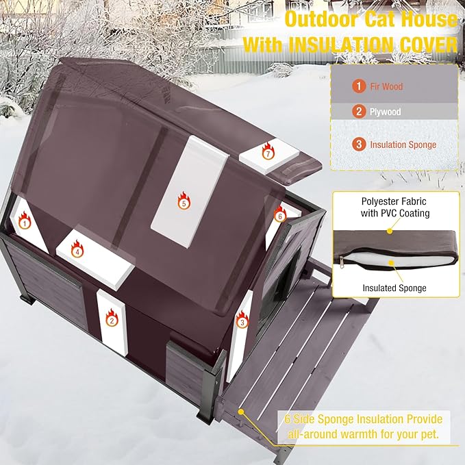 Aivituvin Dog House Outdoor with Metal Frame, Insulated Dog Kennel Outside for Small to Medium Breed, 45" Weatherproof Large Dog Shelter with Anti-Chewing Iron Frame, Grey (45" D x 32.9" W x 32.6" H)-PurrikoPets