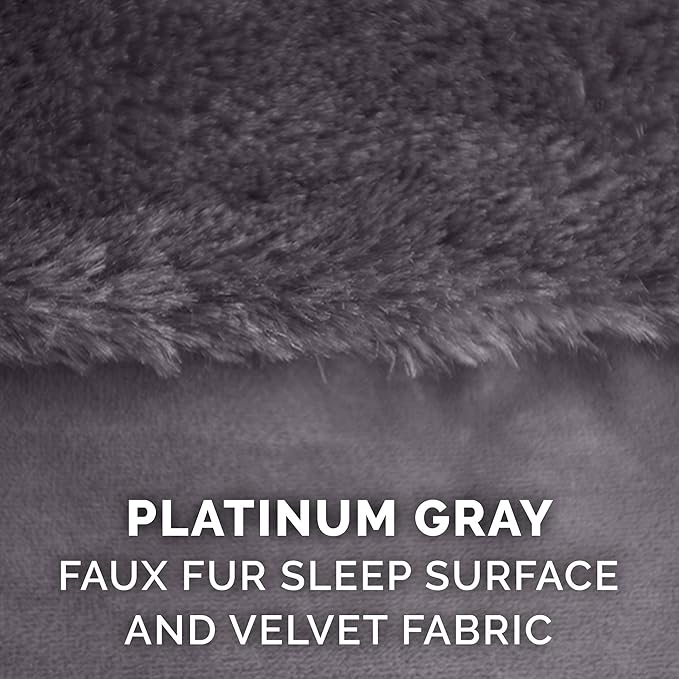 Furhaven Cooling Gel Dog Bed for Medium/Small Dogs w/ Removable Bolsters & Washable Cover, For Dogs Up to 35 lbs - Plush & Velvet L Shaped Chaise - Platinum Gray, Medium-PurrikoPets