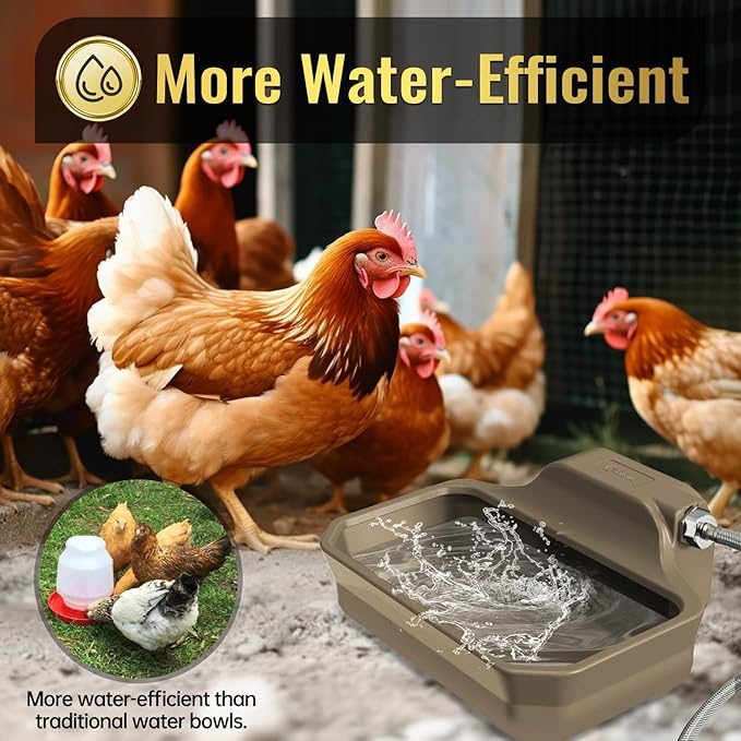 135OZ Automatic Water Dispenser for Dogs Patented Automatic Dog Water Bowl Fit 3/4'' GHT Male Faucet Outdoor Large Dog Water Bowl Include Water Hose Copper Connector Large Drinking Area Brown-PurrikoPets