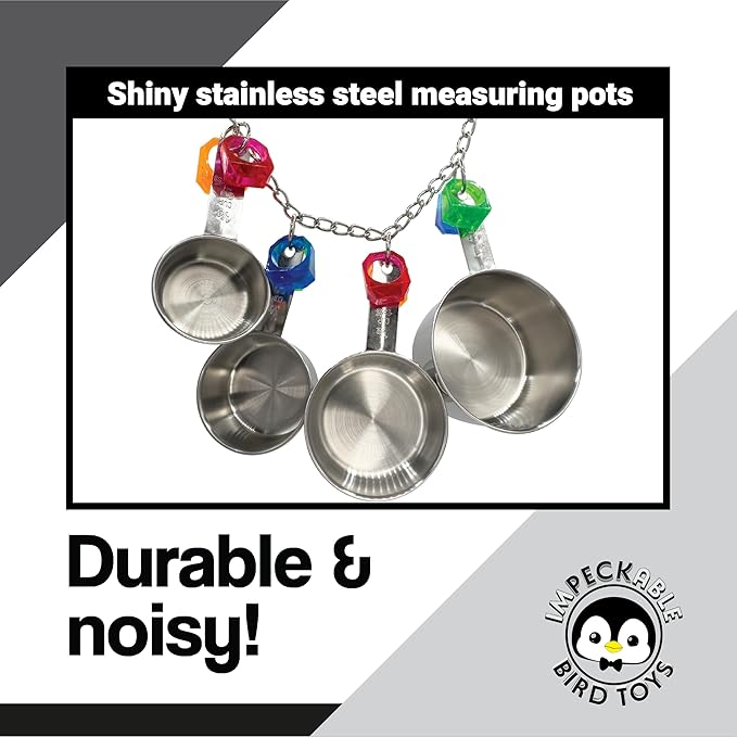 1410 Stainless Pot Delight from Parrots Cockatiels Conures Budgies Macaws Lovebirds African Greys Parrot Toys Stainless Foraging Chew Treat Noise-Making Fun Sensory Enrichment.-PurrikoPets