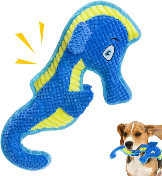 Dog Toy Squeaky Aggressive Durable Dog Toys for Dogs Chew No-Stuffed Dog Toy Interactive Hours of Fun Keep pups Busy -Green Shark,Bubble-Pressed Ultra-Soft Fabric-PurrikoPets