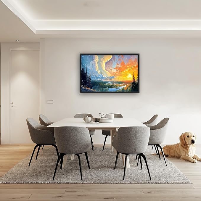 Framed Large Sunrise Wall Art for Living Room, Oversized Sunrise Wall Decor Forest Lake Landscape Canvas Print Natural Picture Home Decoration for Bedroom Living Room Office 36"x24"-PurrikoPets